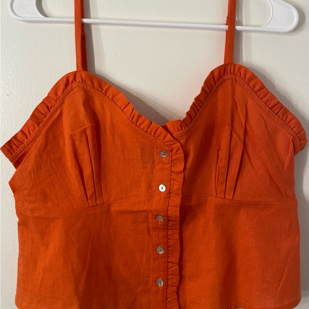 Orange Button Up Top
